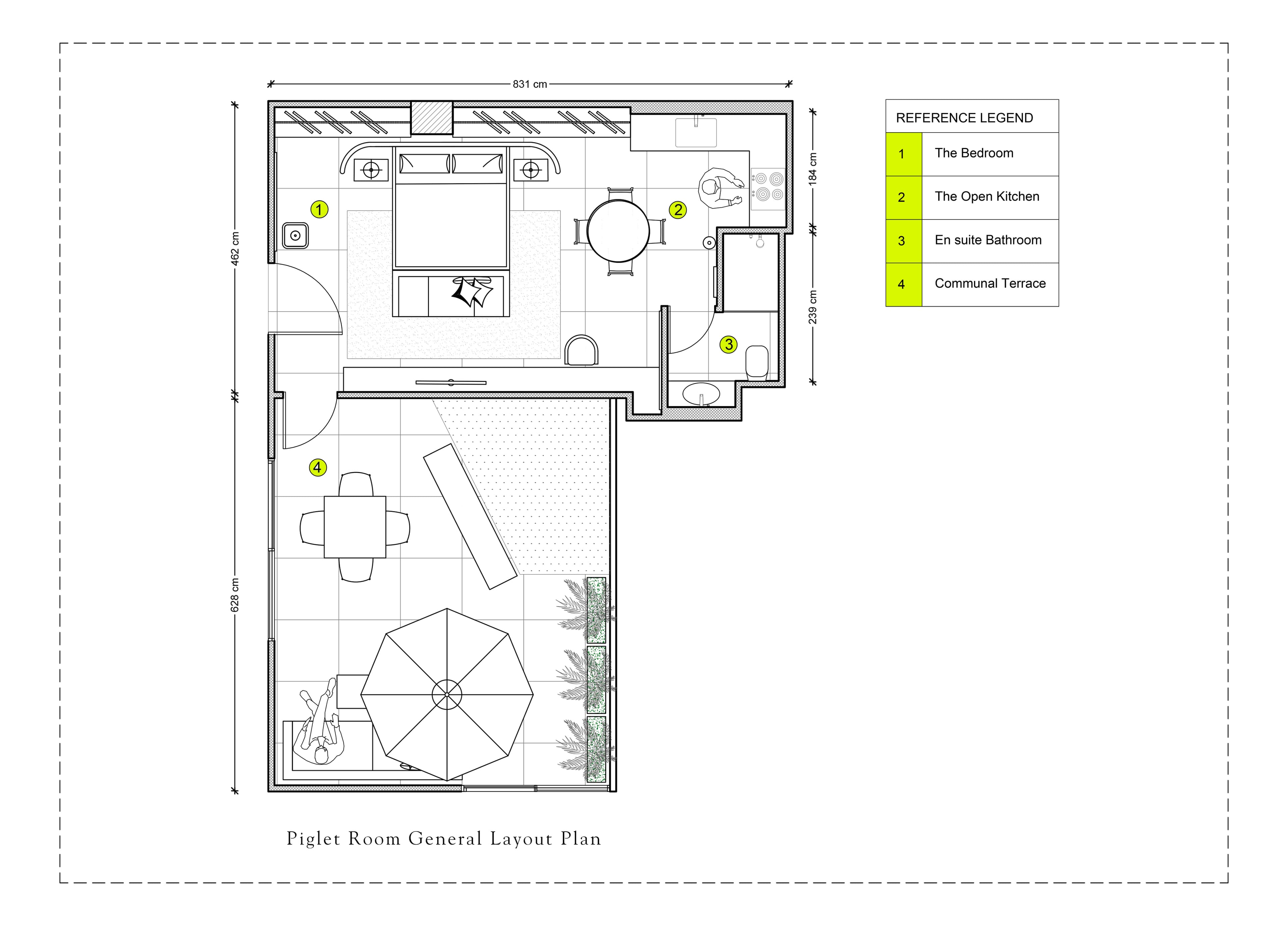 Piglet Room general layout floor plan — Gemmayze, Beirut